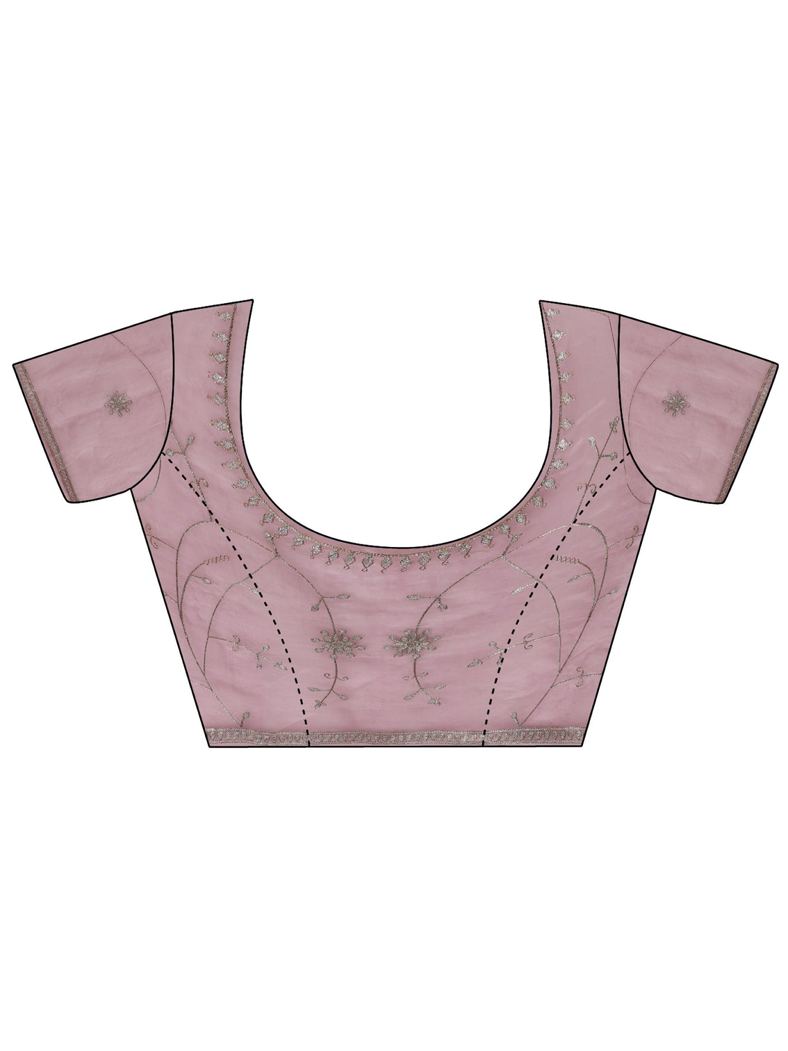 Mameraa Dusty Rose Pink Floral Embroidered Tissue Saree