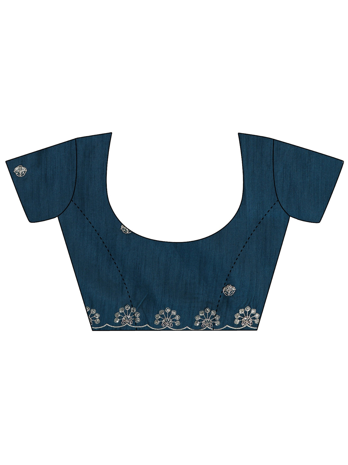 Mameraa Dusty Blue Floral Embroidered Silk Saree