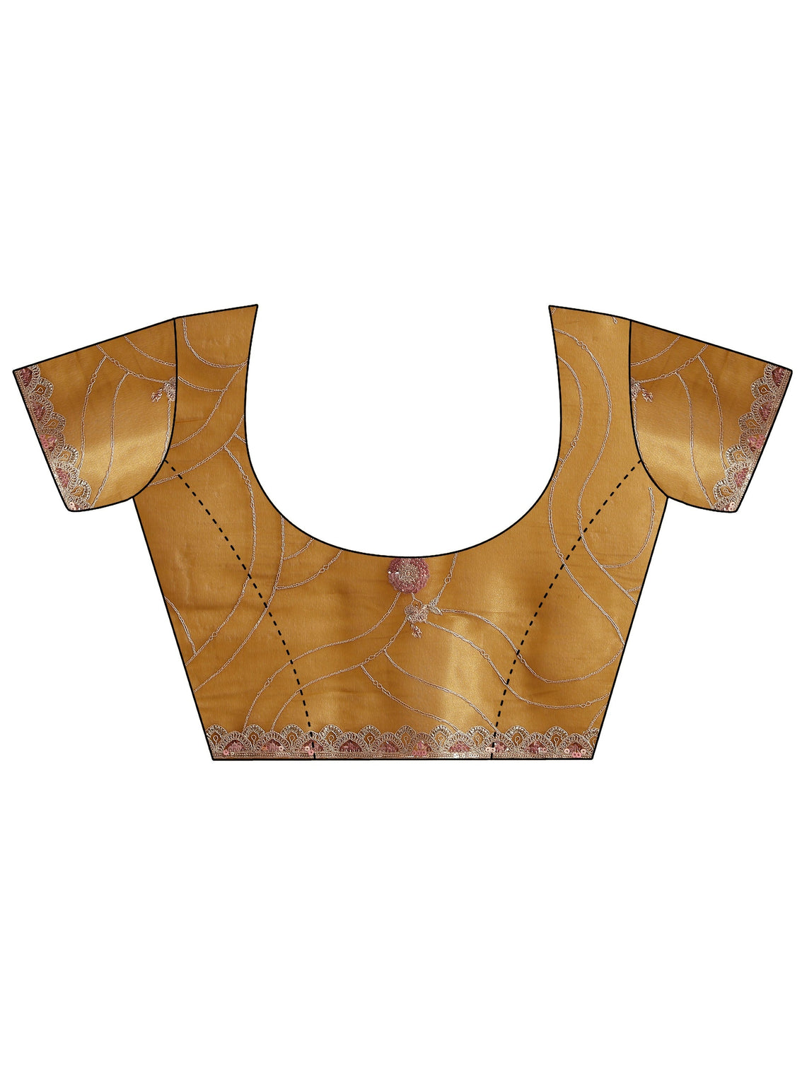 Mameraa Mustard Floral Embellished Tissue Saree