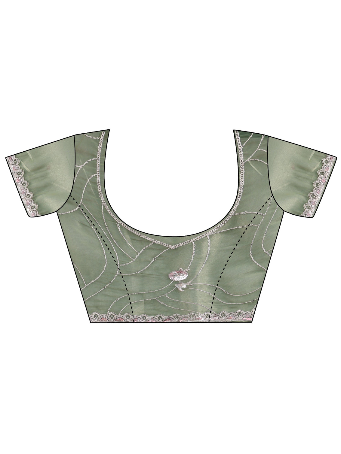 Mameraa Sage Green Floral Embellished Tissue Saree