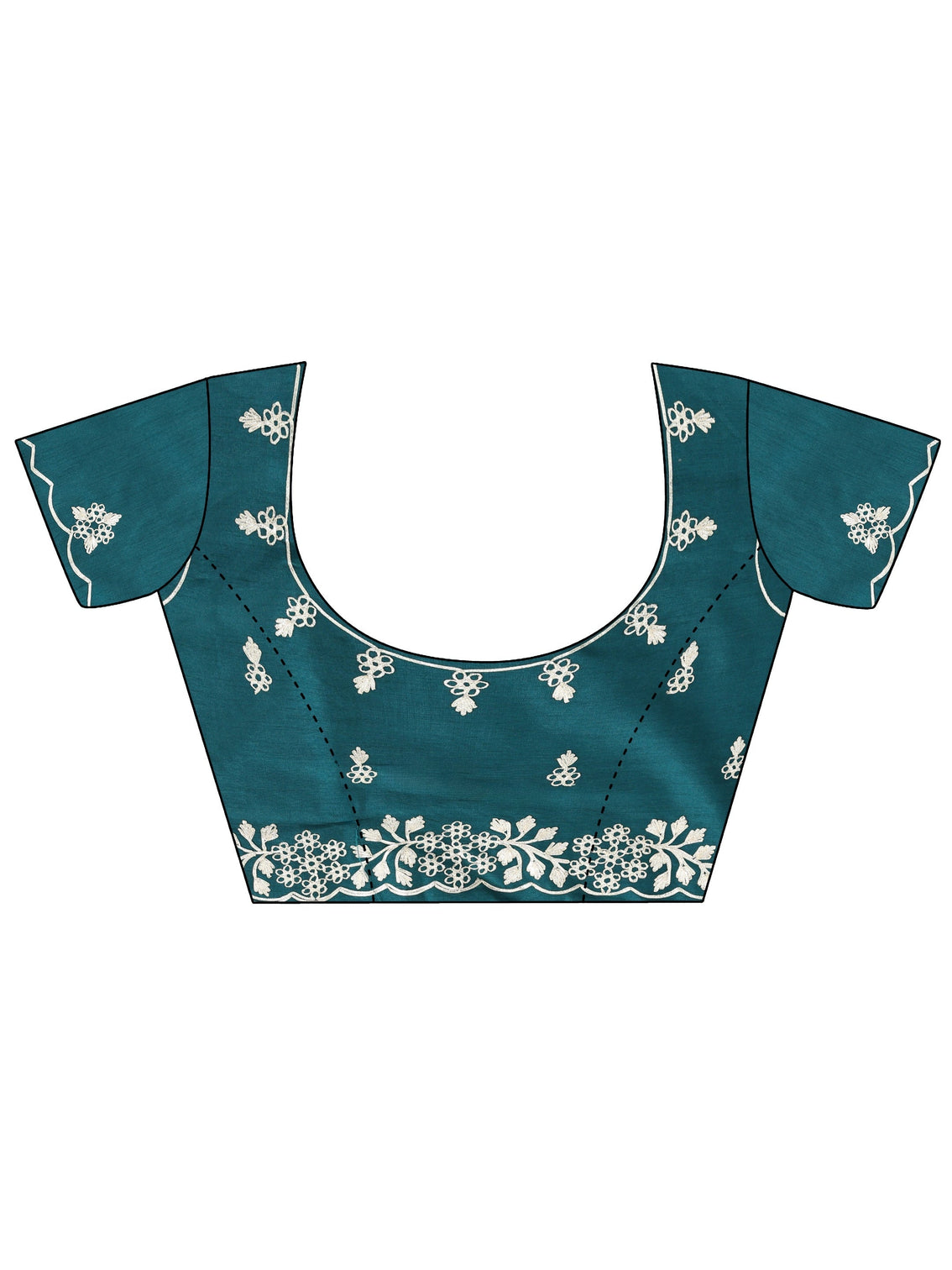 Mameraa Aqua Blue Floral Embroidered Ombre Silk Blend Saree