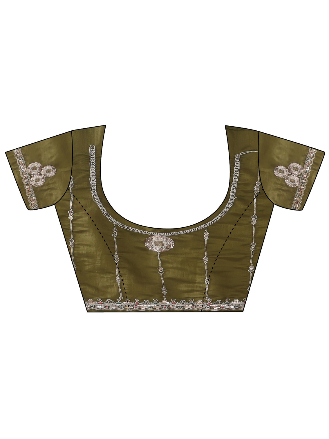 Mameraa Olive Green Embroidered Silk Blend Saree