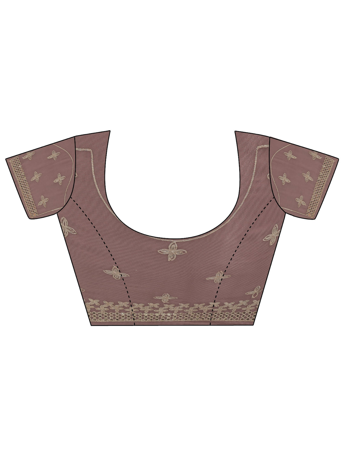 Mameraa Mauve Mirror Work Embellished Tissue Saree