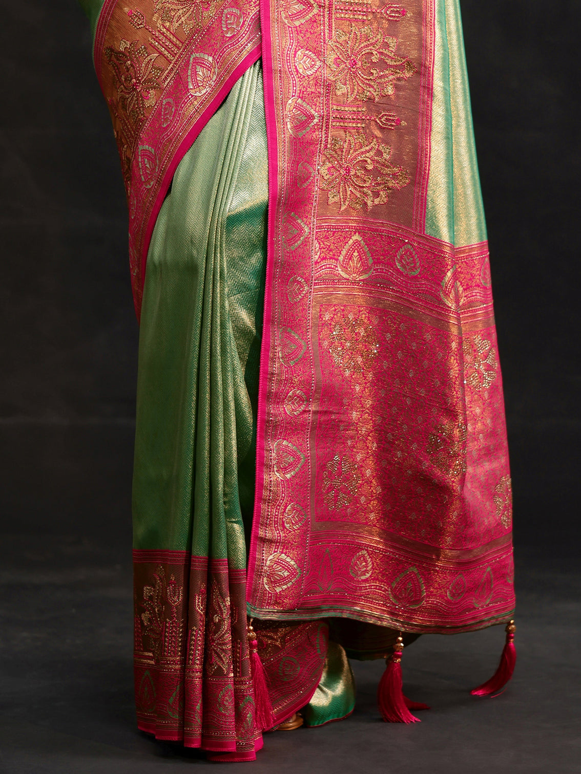Mameraa Sea Green Woven Design Silk Blend Saree