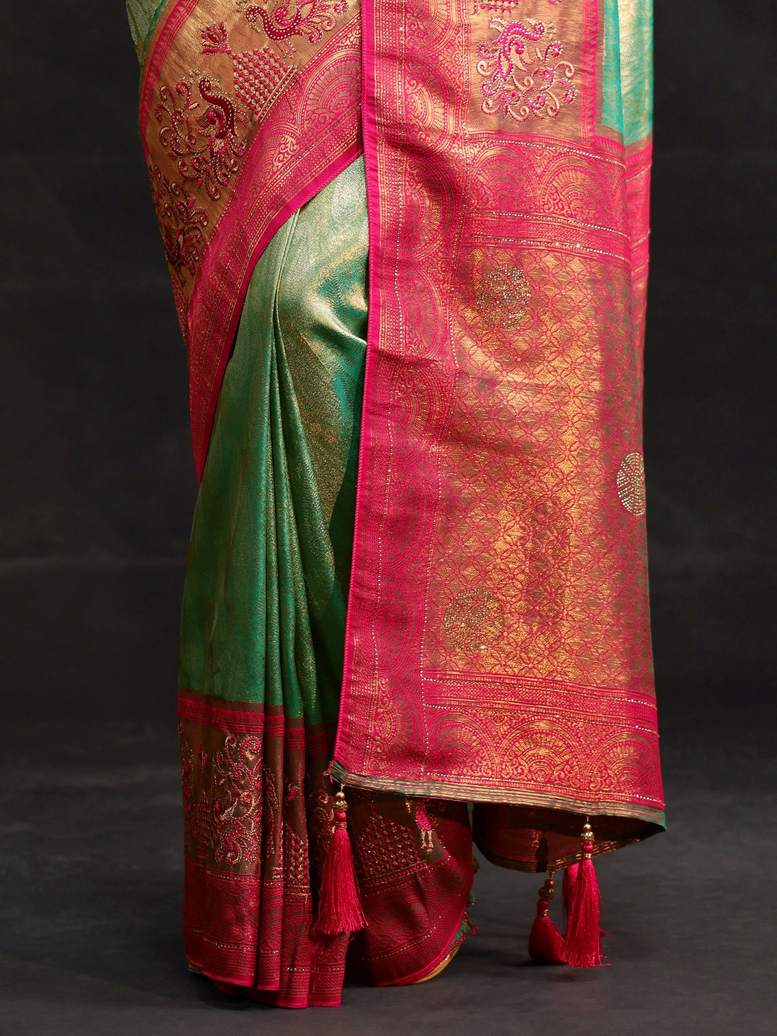 Mameraa Sea Green Woven Design Silk Blend Saree
