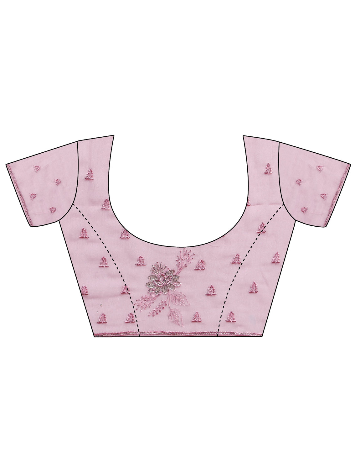 Mameraa Pink Floral Embroidered Chiffon Saree