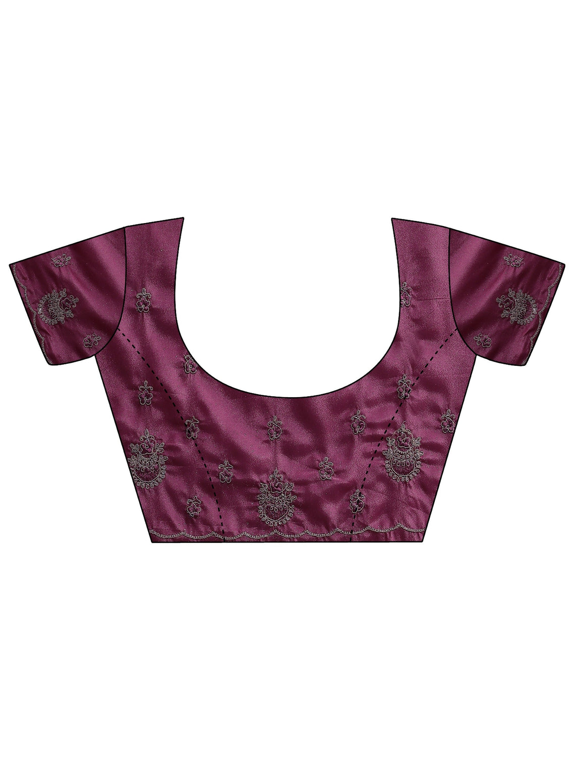 Mameraa Mauve Ethnic Motif Embroidered Satin Saree