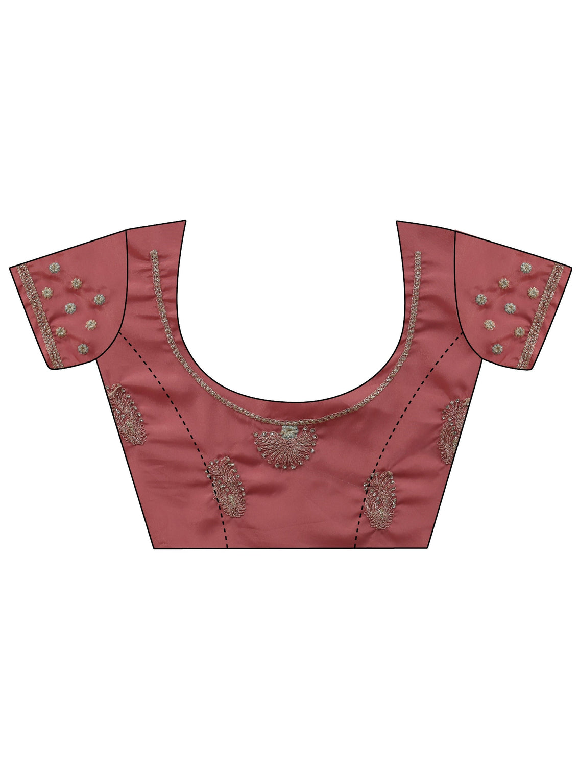 Mameraa Blush Pink Floral Embroidered Satin Saree