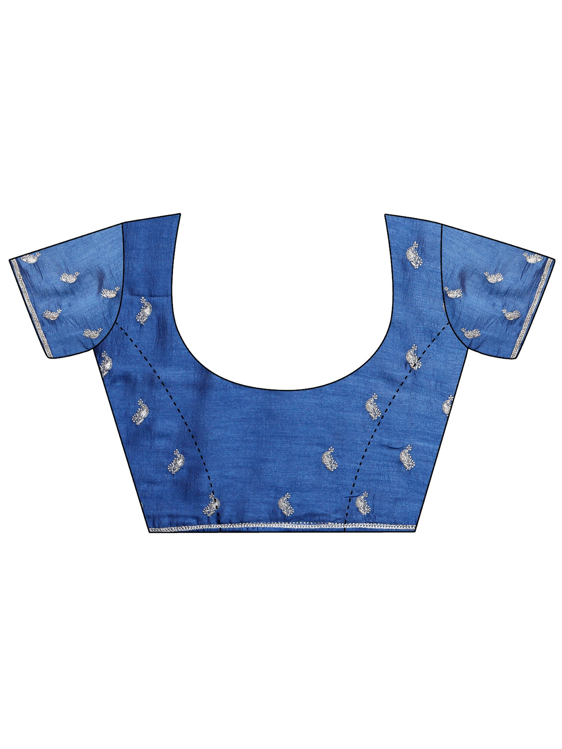 Mameraa Blue Paisley Embroidered Silk blend Saree