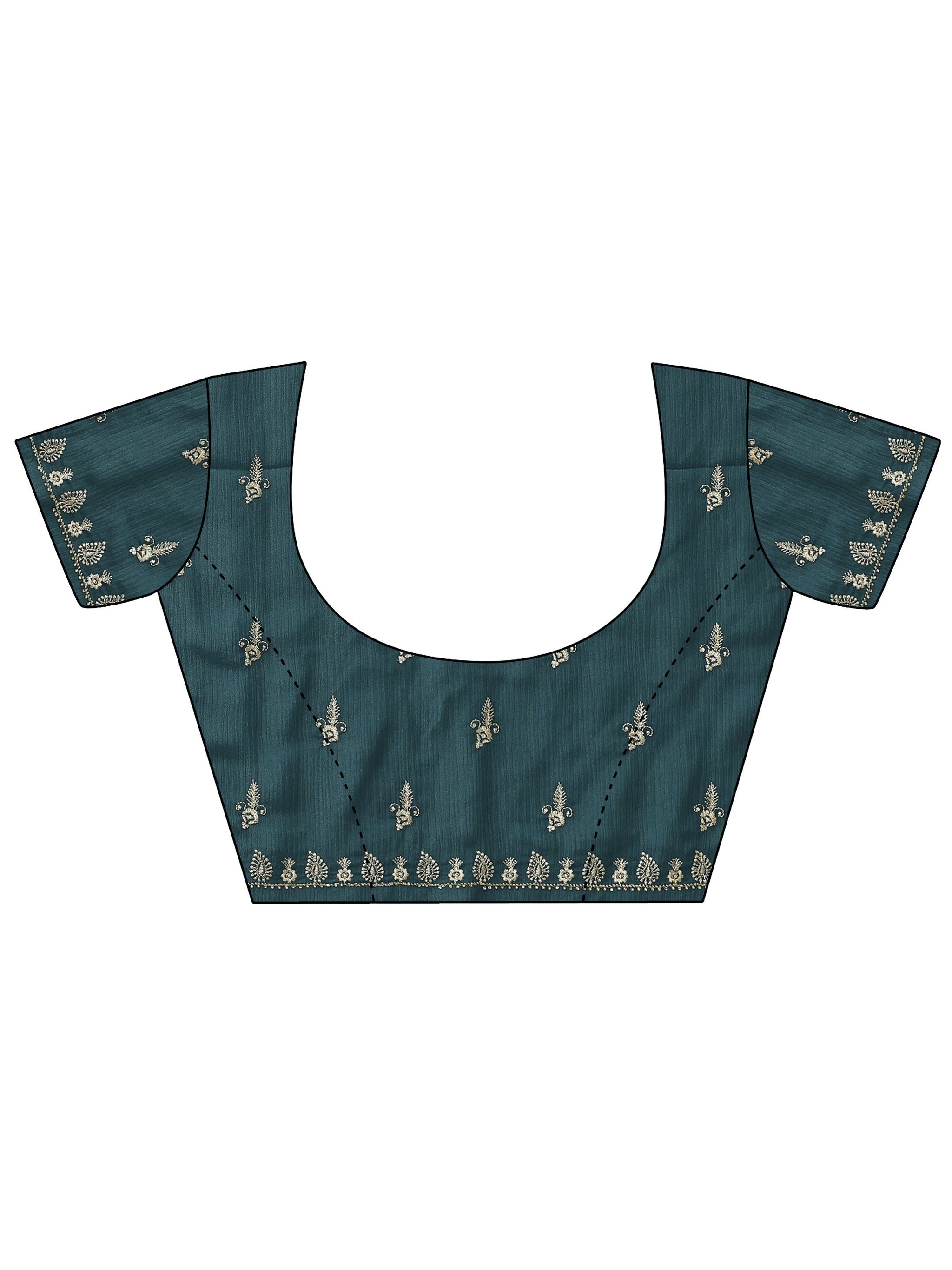 Libas Teal Green Floral Embroidered Satin Saree