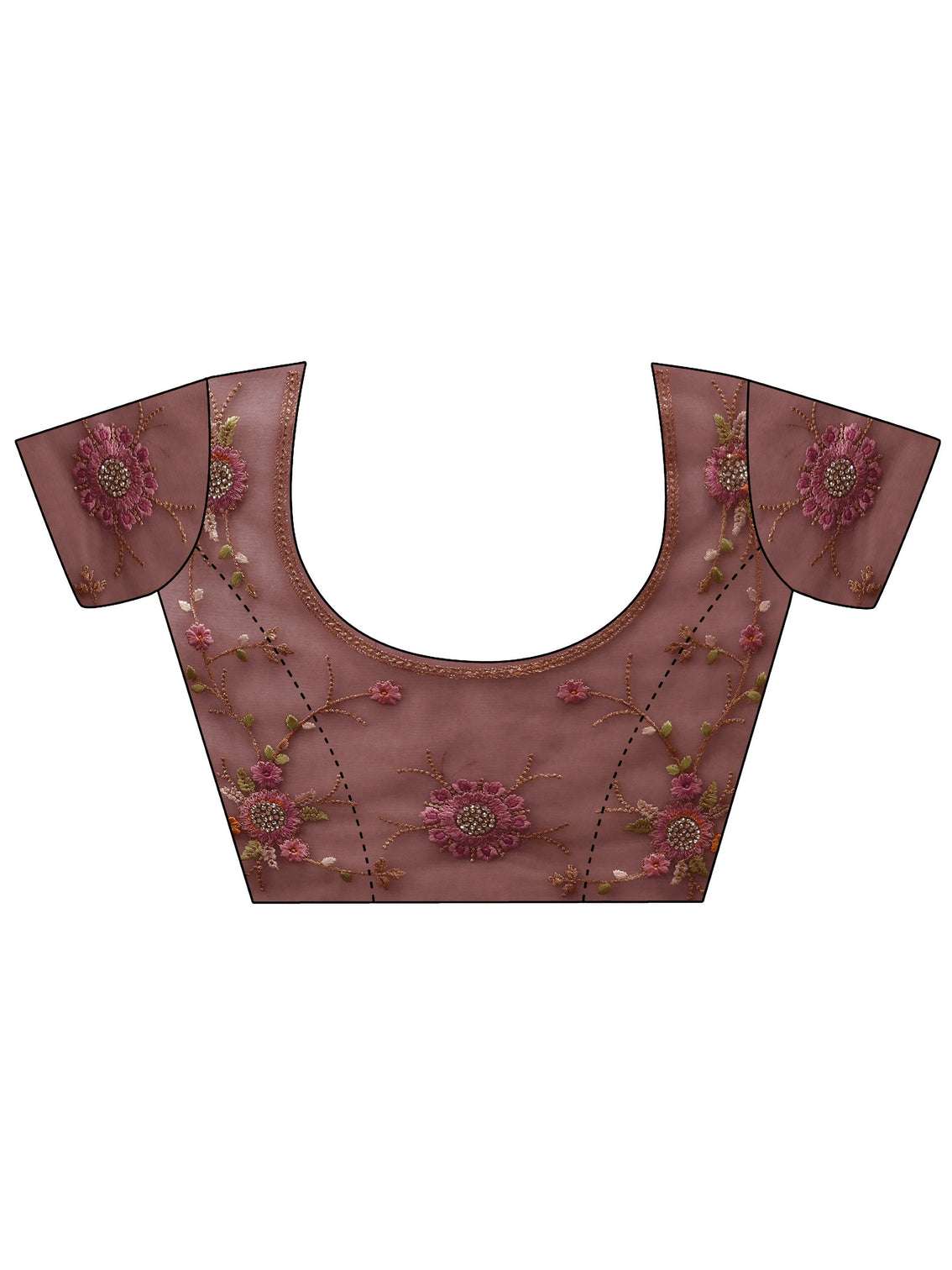 Mameraa Art Mauve Floral Embellished Net Saree