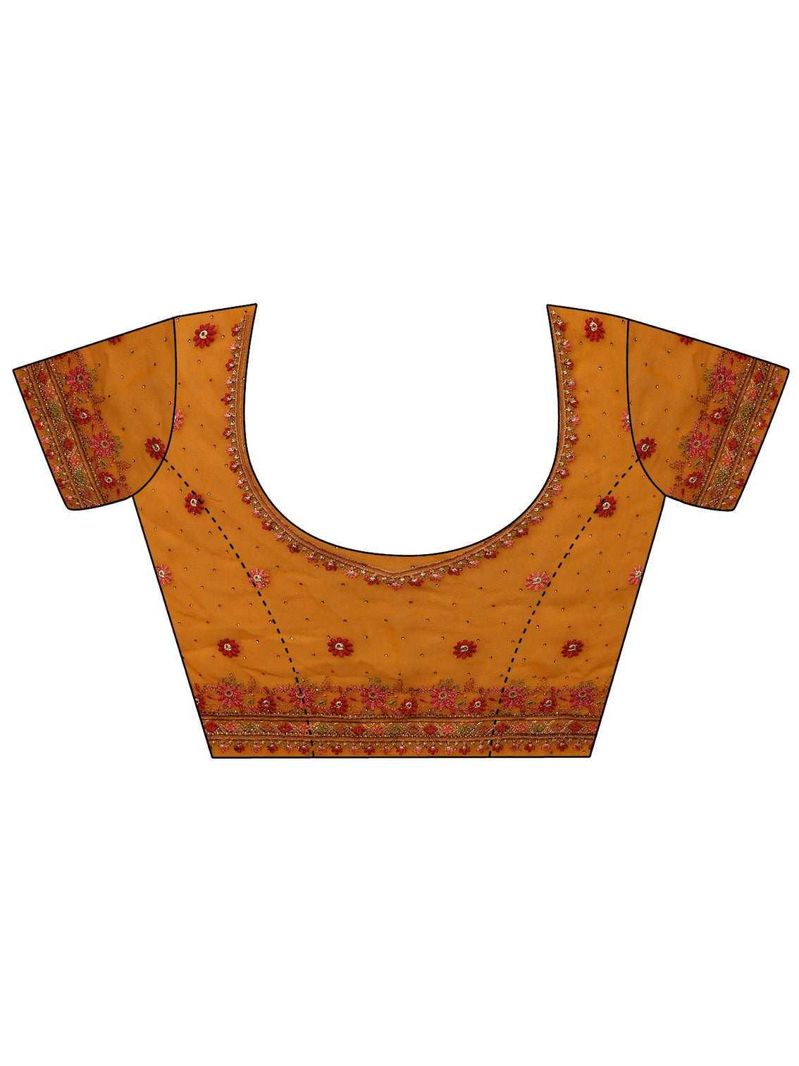 Mameraa Art Mustard Paisley Embroidered Georgette Saree