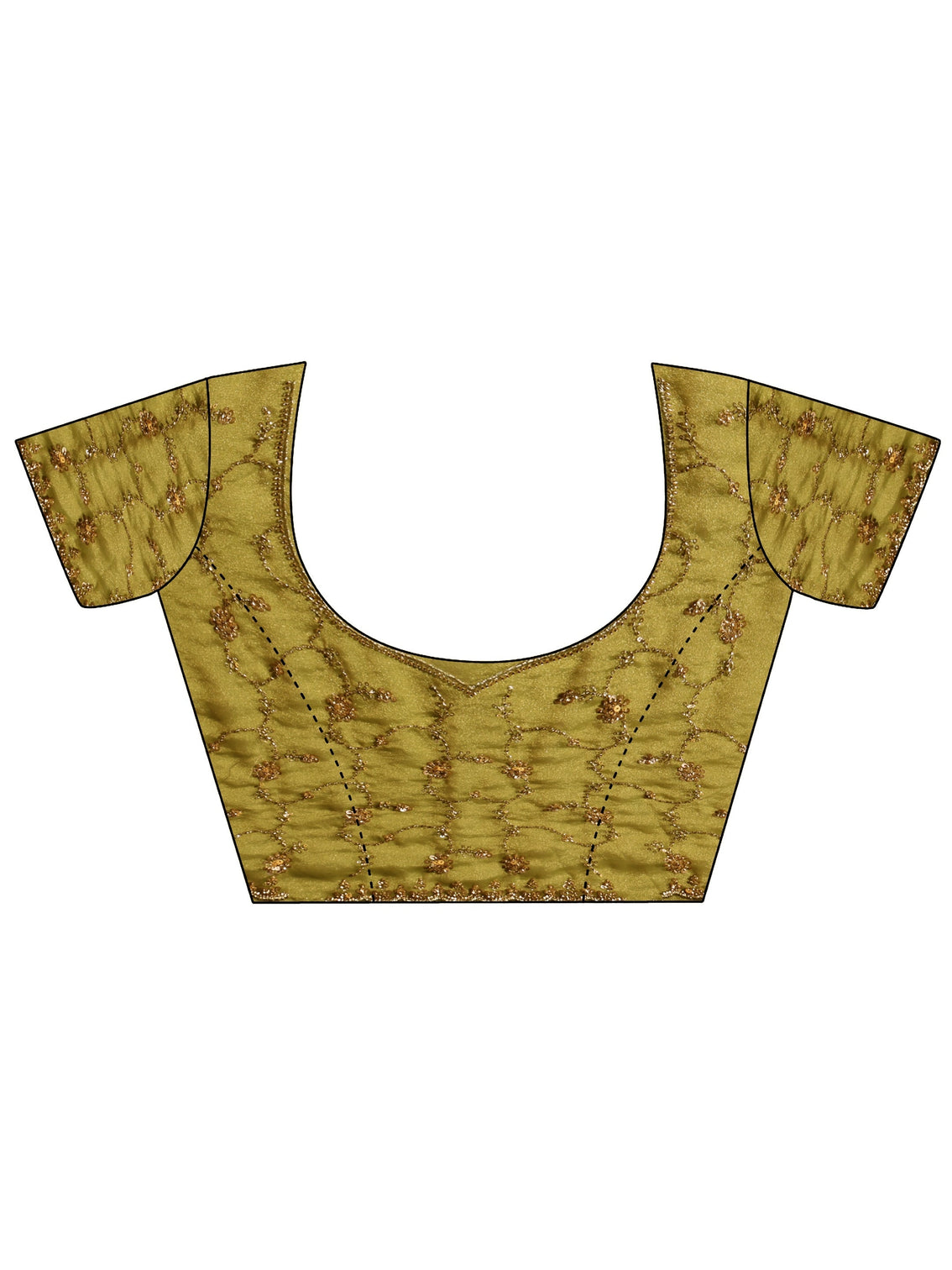 Mameraa Art Olive Green Sequins Embellished Tissue Saree