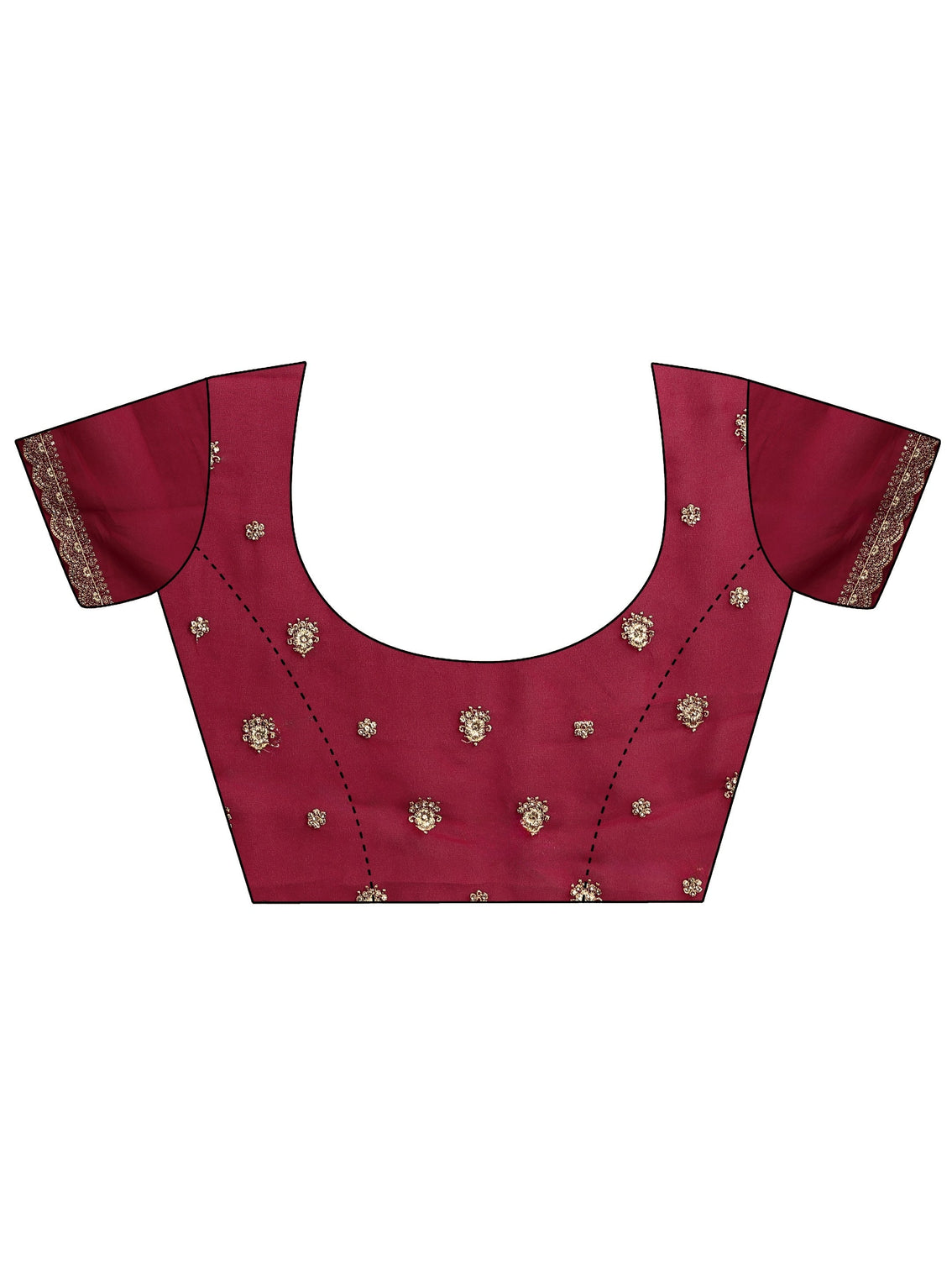 Mameraa Art Deep Maroon Red Embroidered Georgette Saree