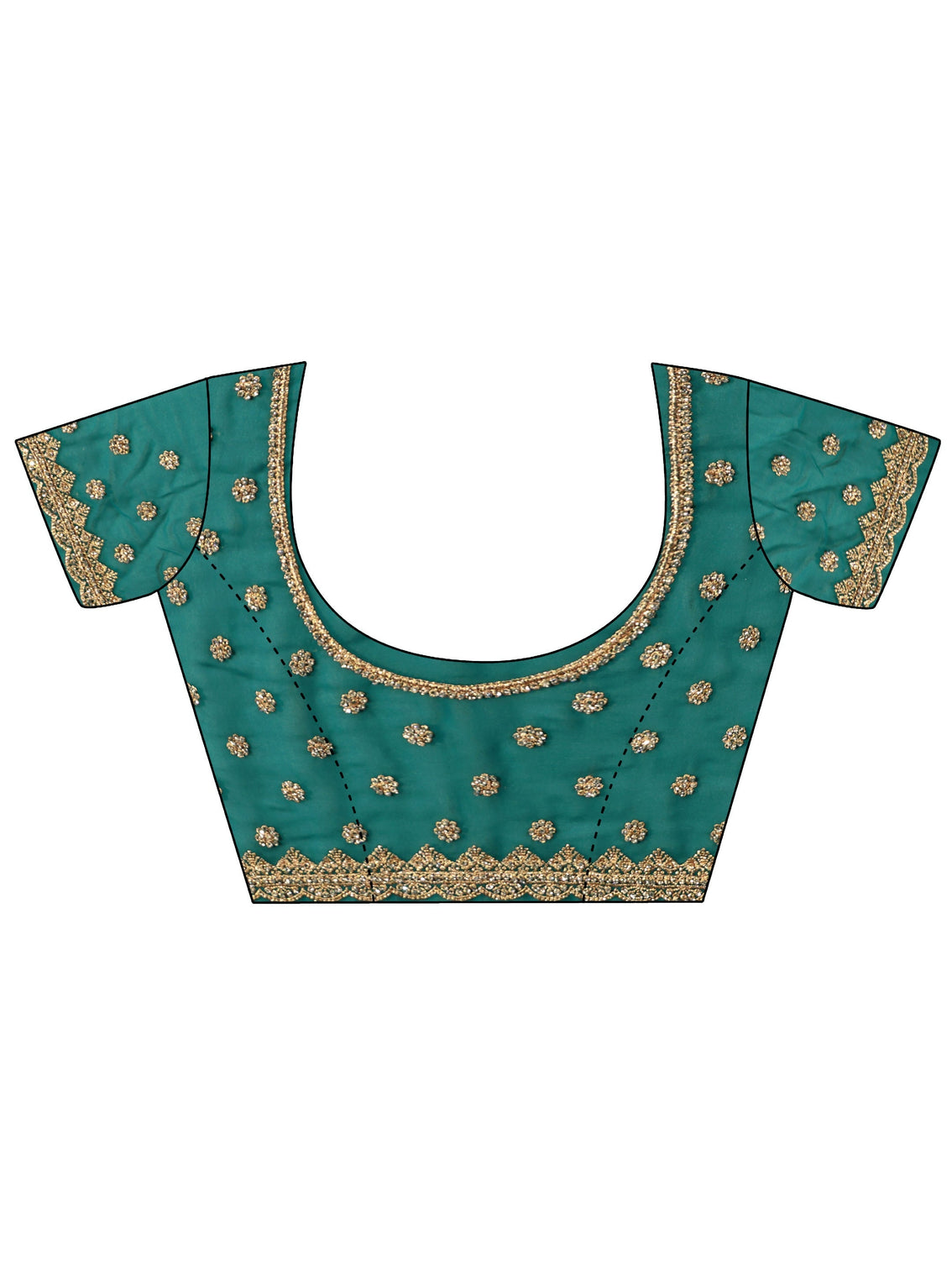 Mameraa Art Peacock Green Embellished Georgette Saree