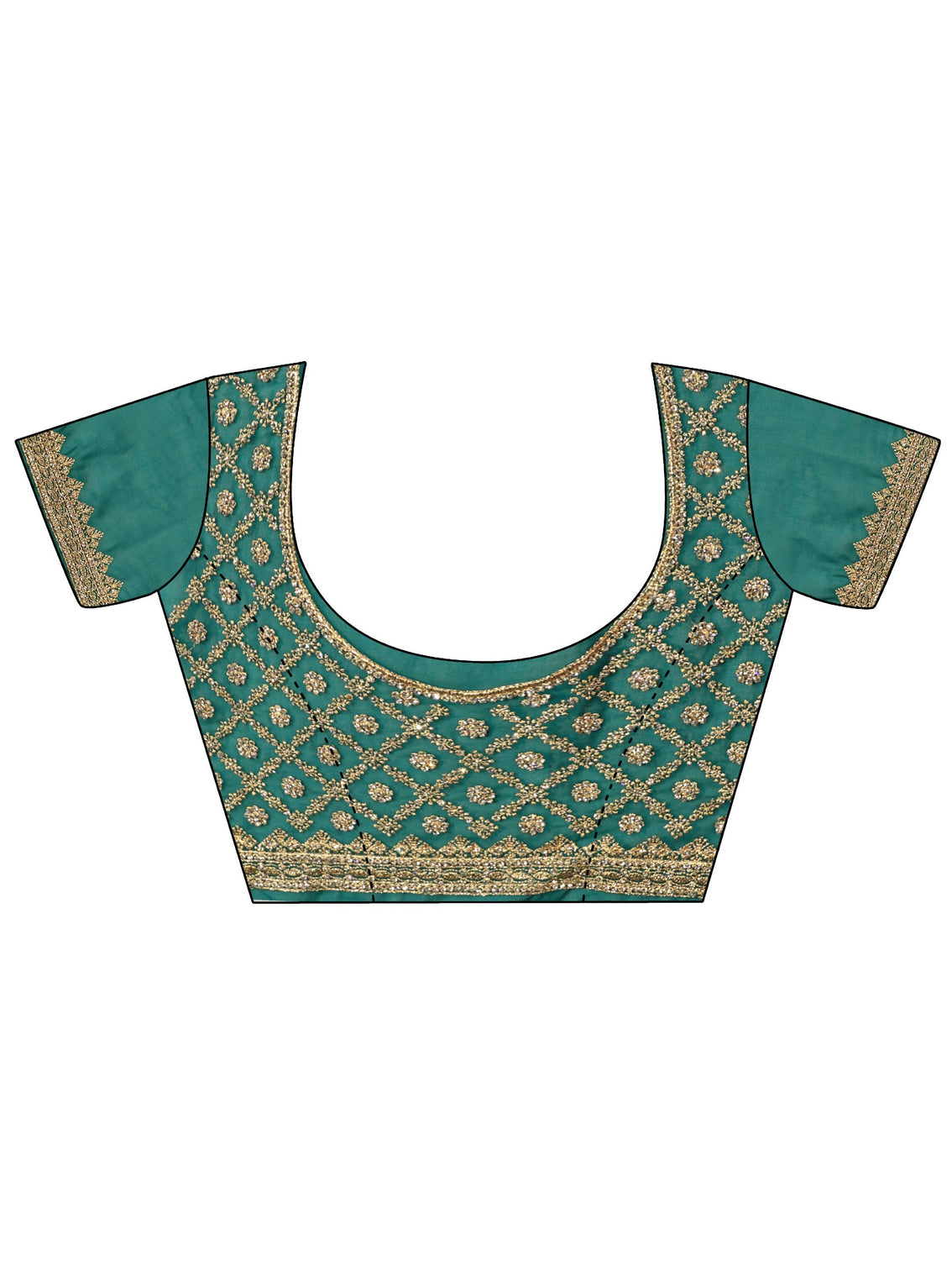 Mameraa Art Teal Green Embellished Georgette Saree