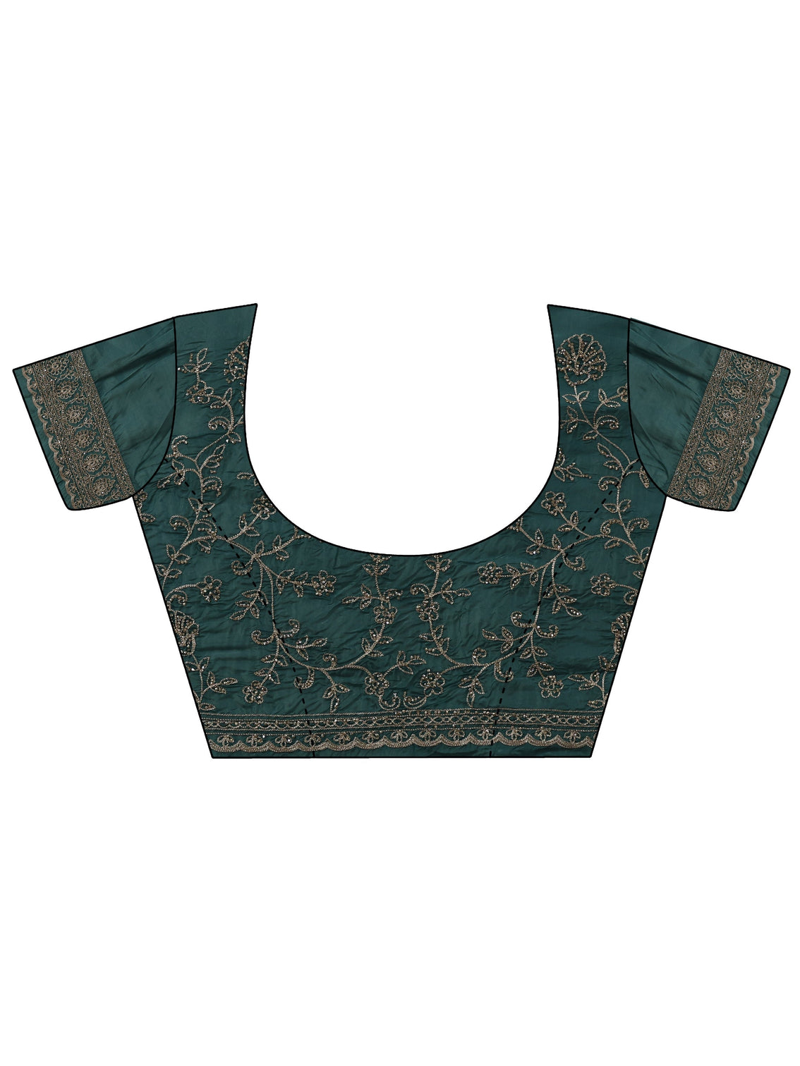Mameraa Art Dusty Blue Floral Embroidered Satin Saree