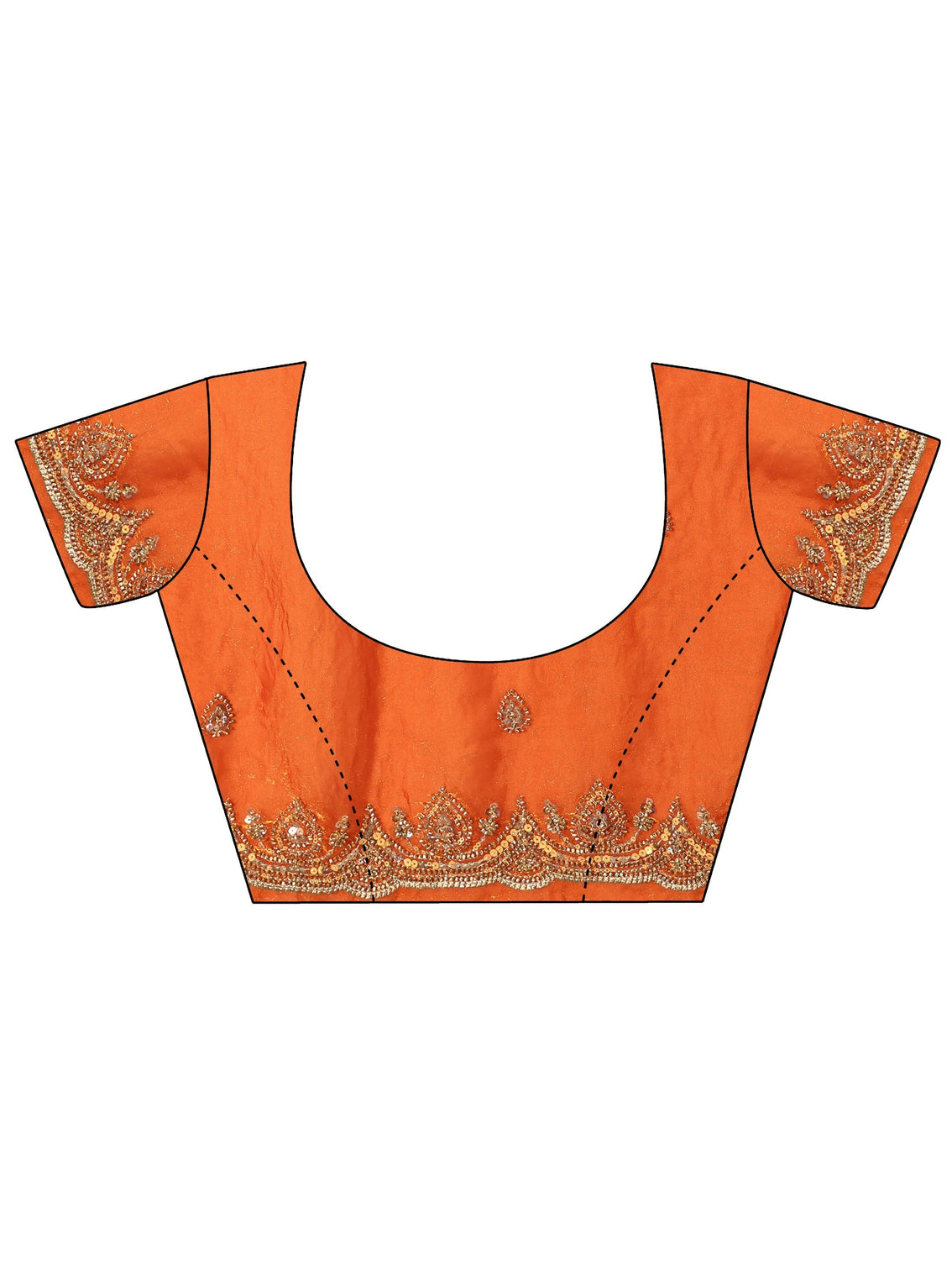Mameraa Art Orange Embellished Tissue Saree