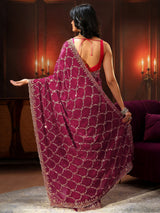 Libas Art Plum Purple Embellished Tissue Saree