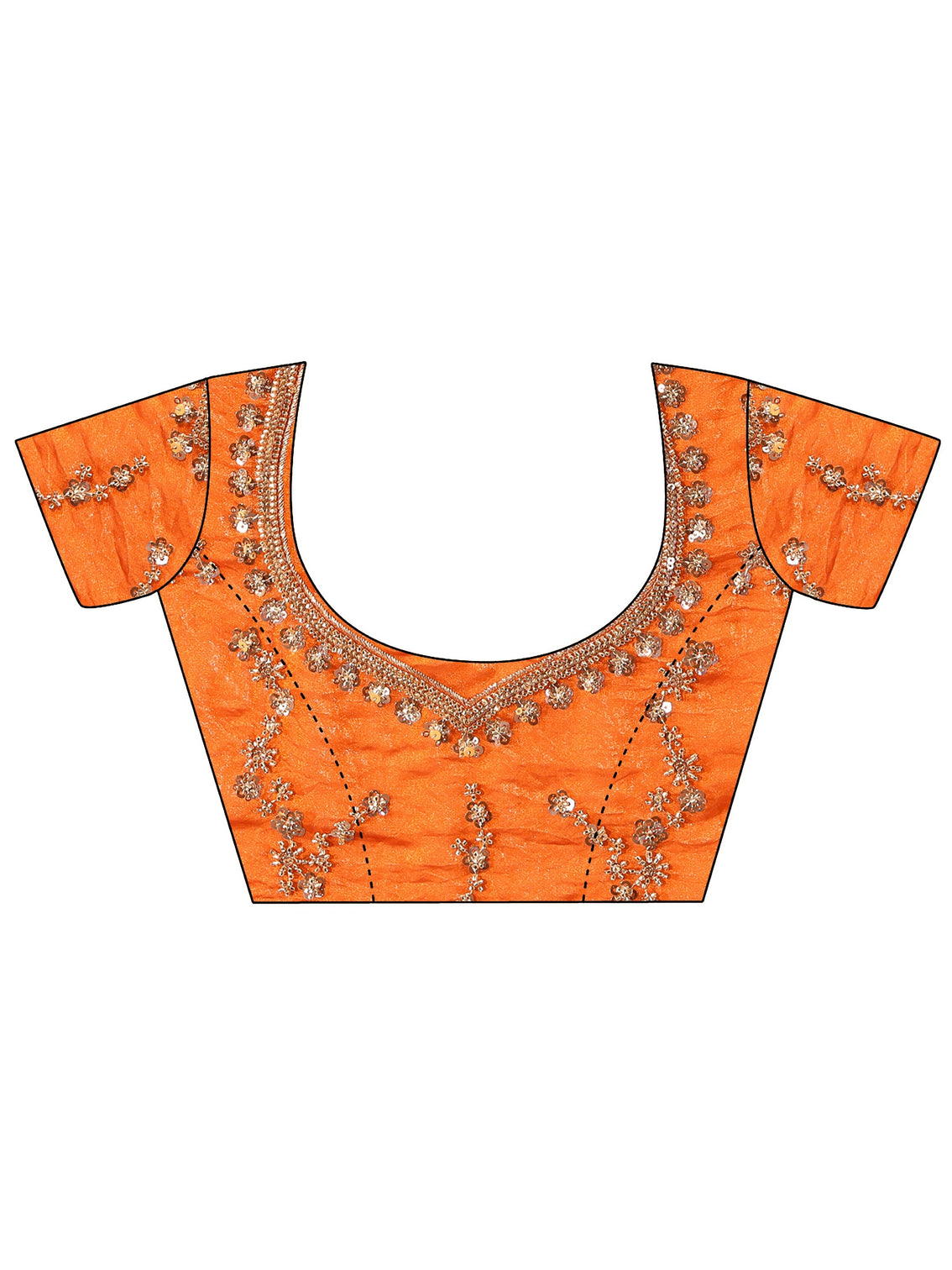 Mameraa Art Orange Embellished Tissue Saree