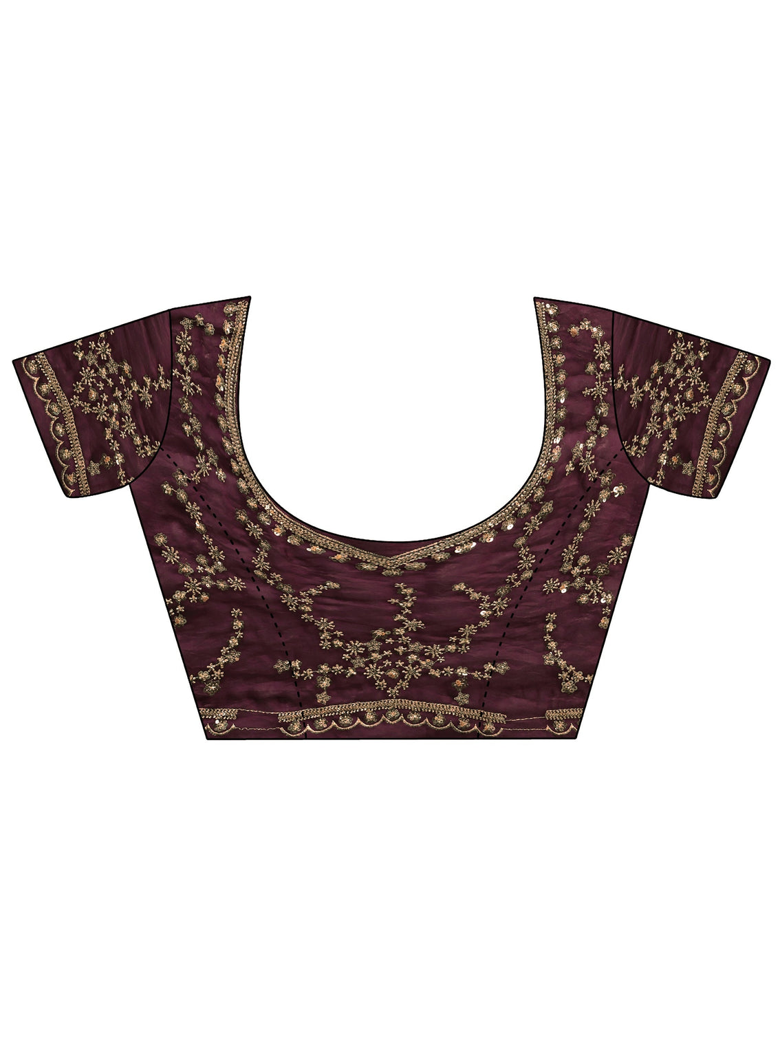 Mameraa Art Burgundy Embellished Tissue Saree
