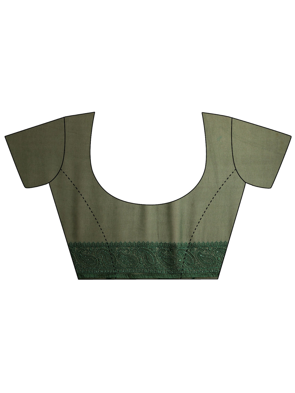 Mameraa Art Bottle Green Paisley Embroidered Georgette Saree