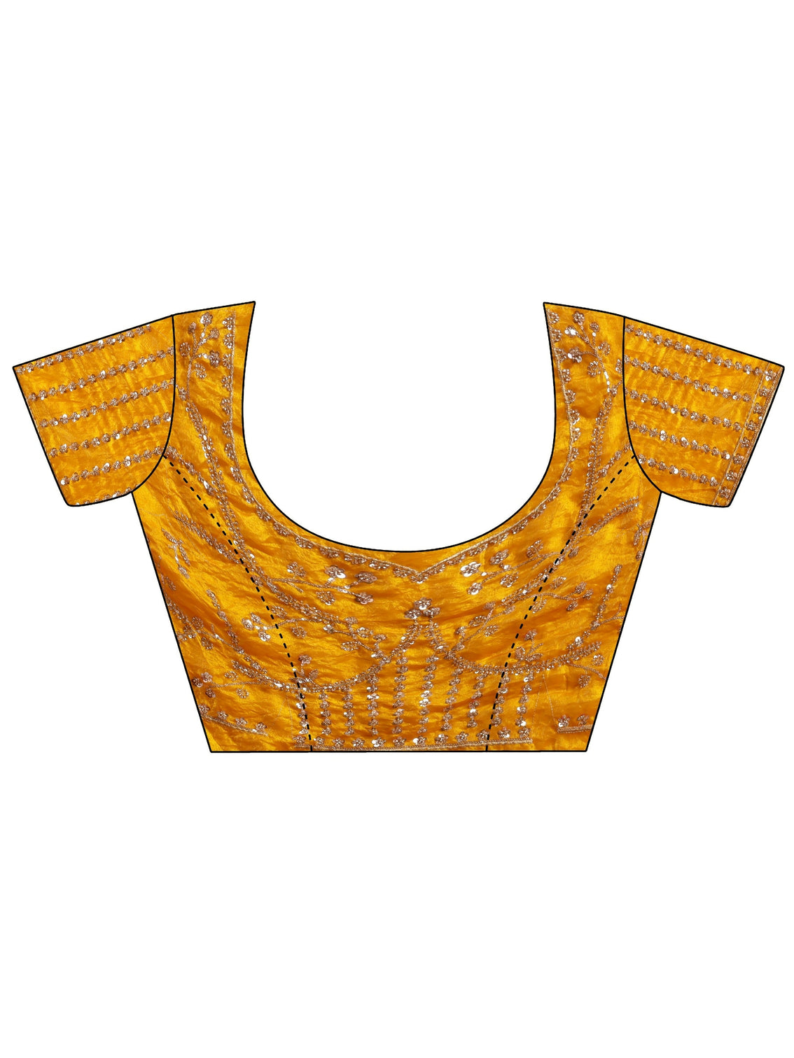 Mameraa Art Bright Mustard Embellished Tissue Saree