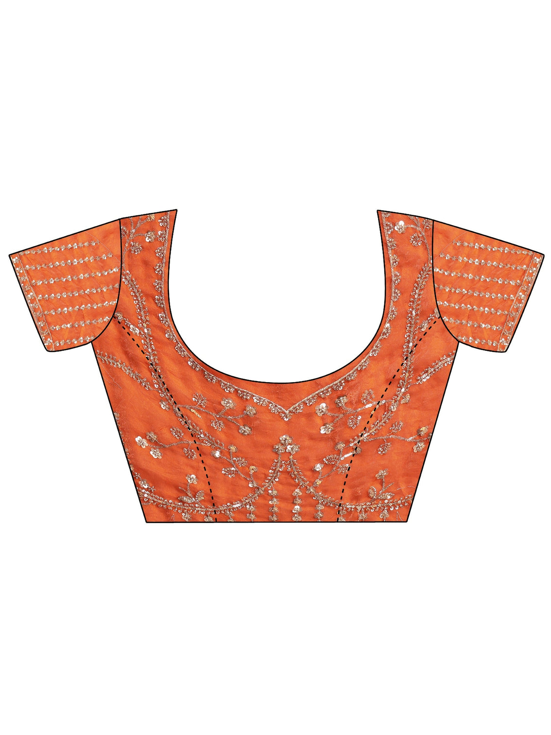 Mameraa Art Orange Embellished Tissue Saree