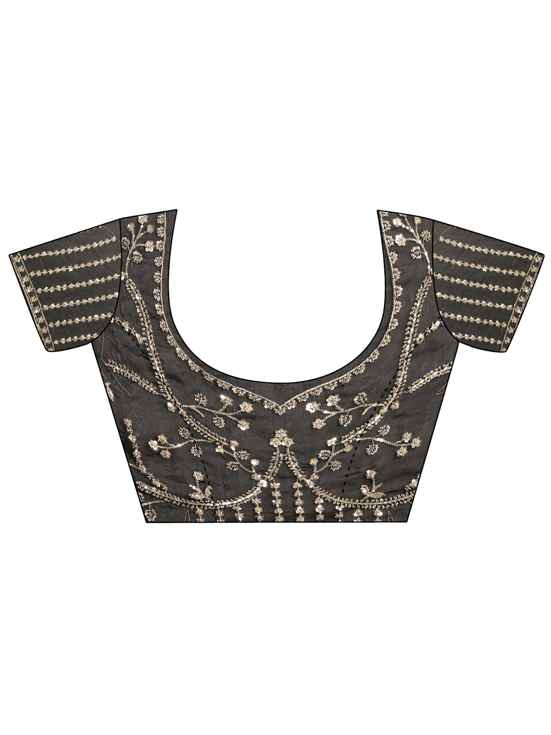 Mameraa Art Black Embellished Tissue Saree