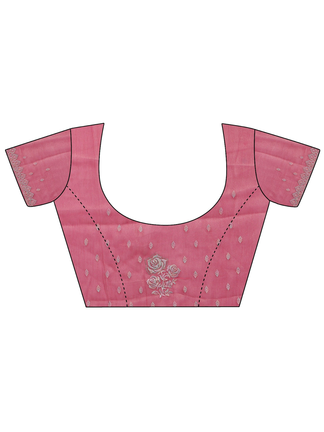 Mameraa Fuchsia Pink Floral Embroidered Chiffon Saree