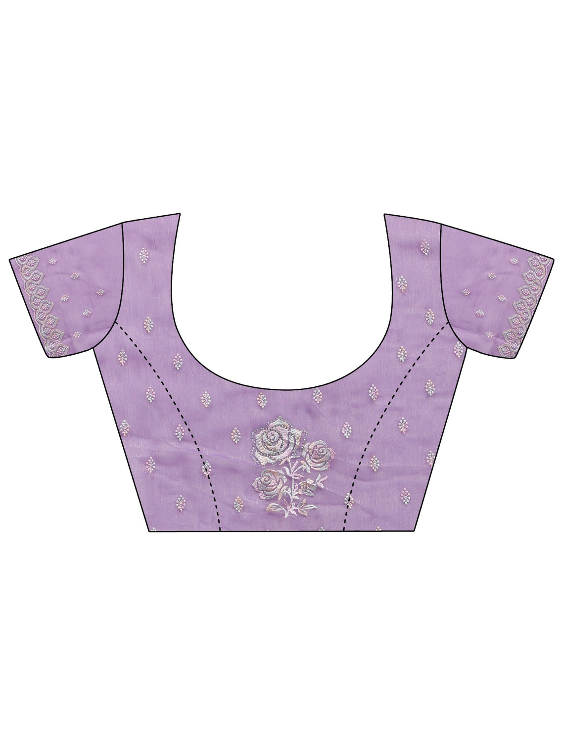 Mameraa Lavender Floral Embroidered Chiffon Saree