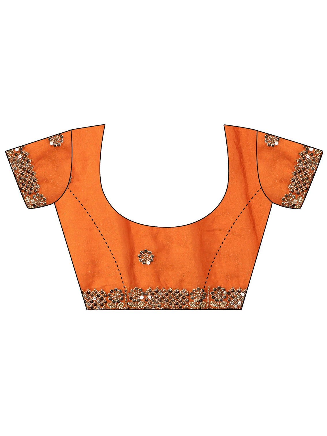 Mameraa Art Orange Embellished Tissue Saree