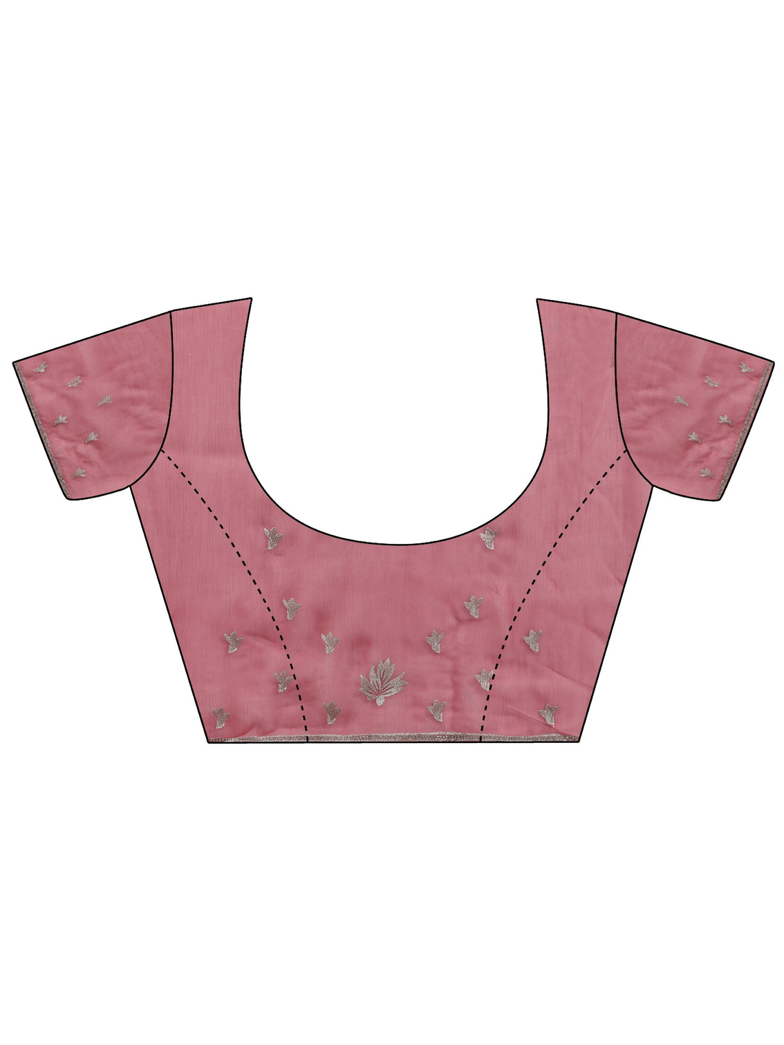 Mameraa Dusty Rose Pink Floral Embroidered Chiffon Saree