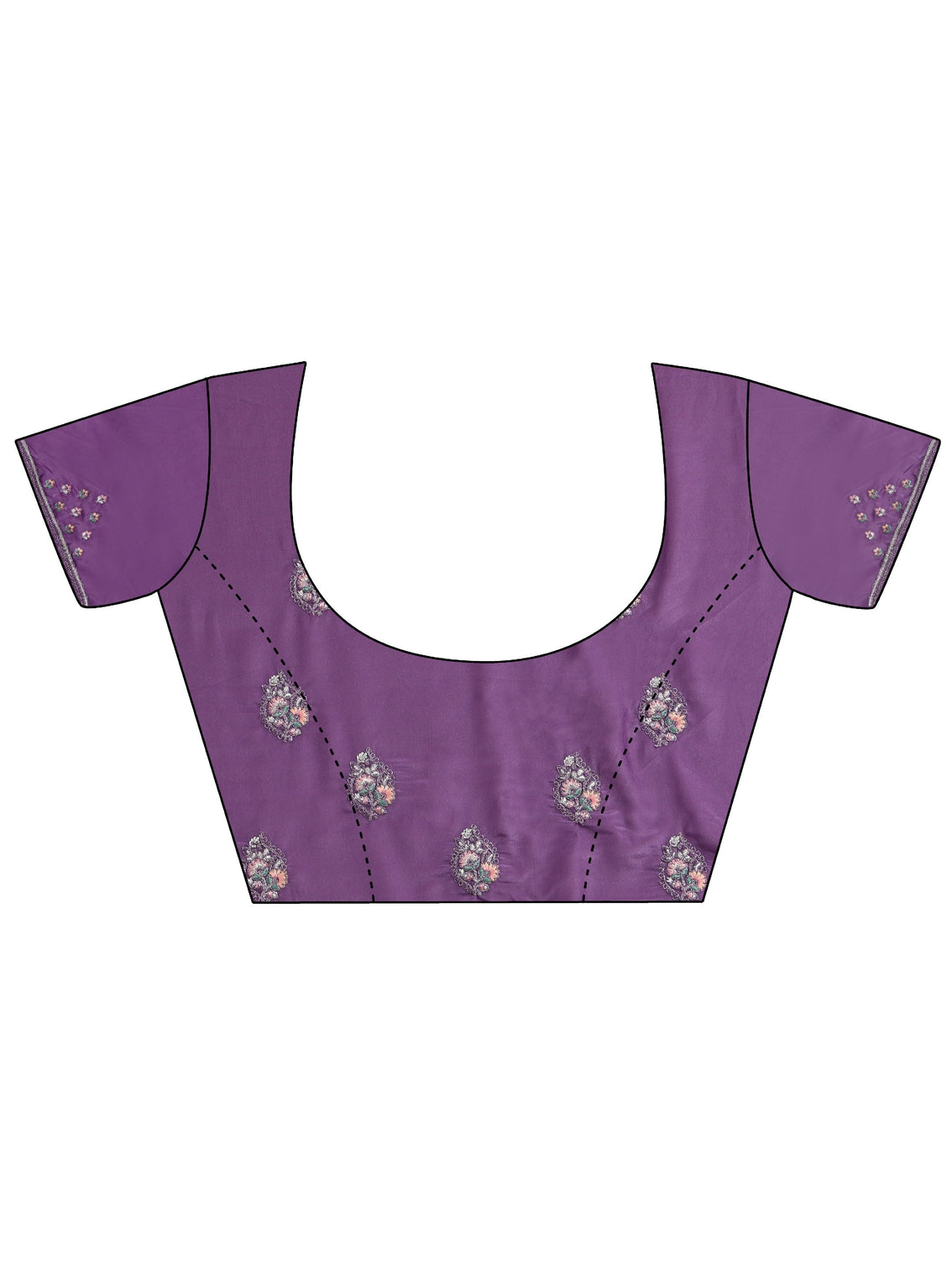 Mameraa Purple Embroidered Satin Saree