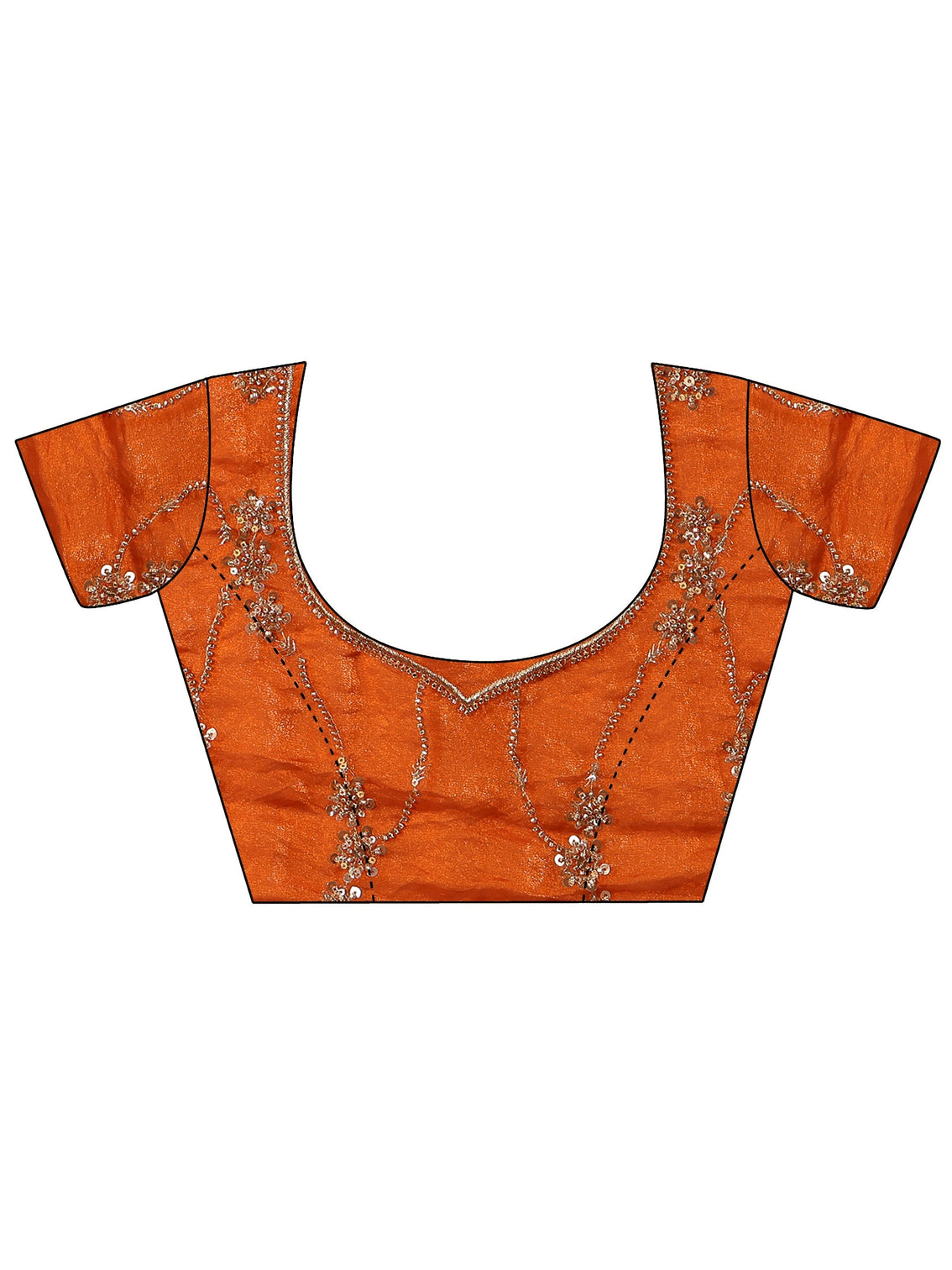 Mameraa Art Orange Embellished Tissue Saree