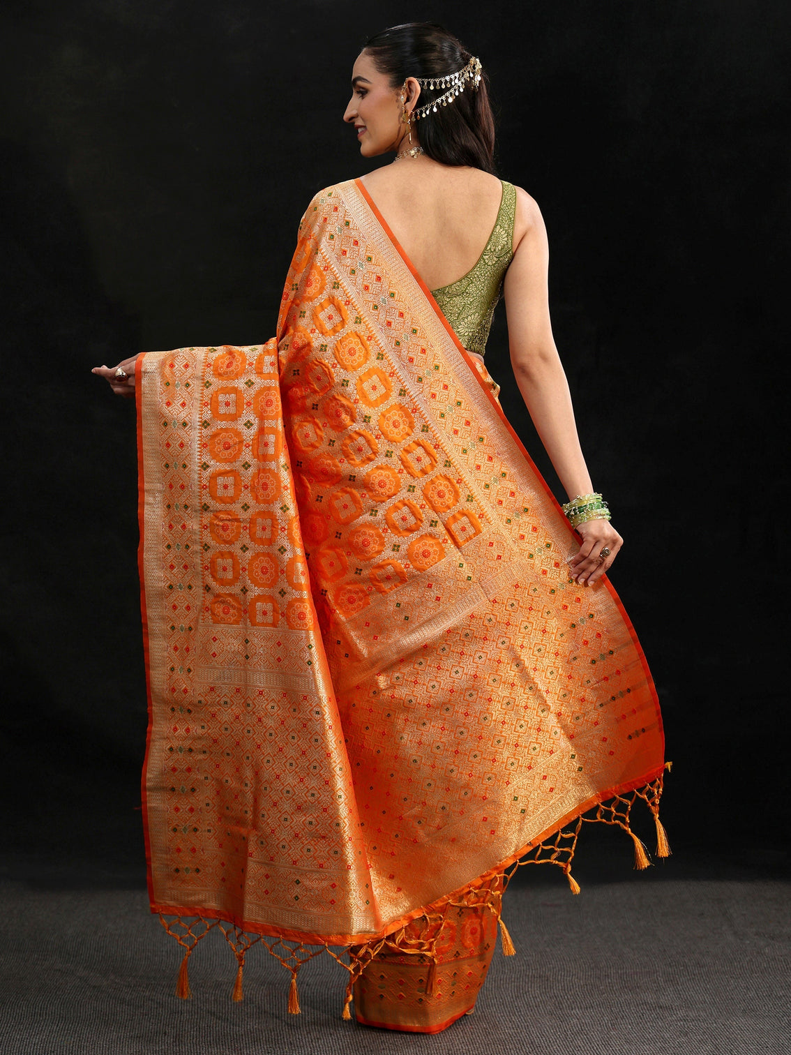 Mameraa Mustard Banarasi Silk Blend Saree