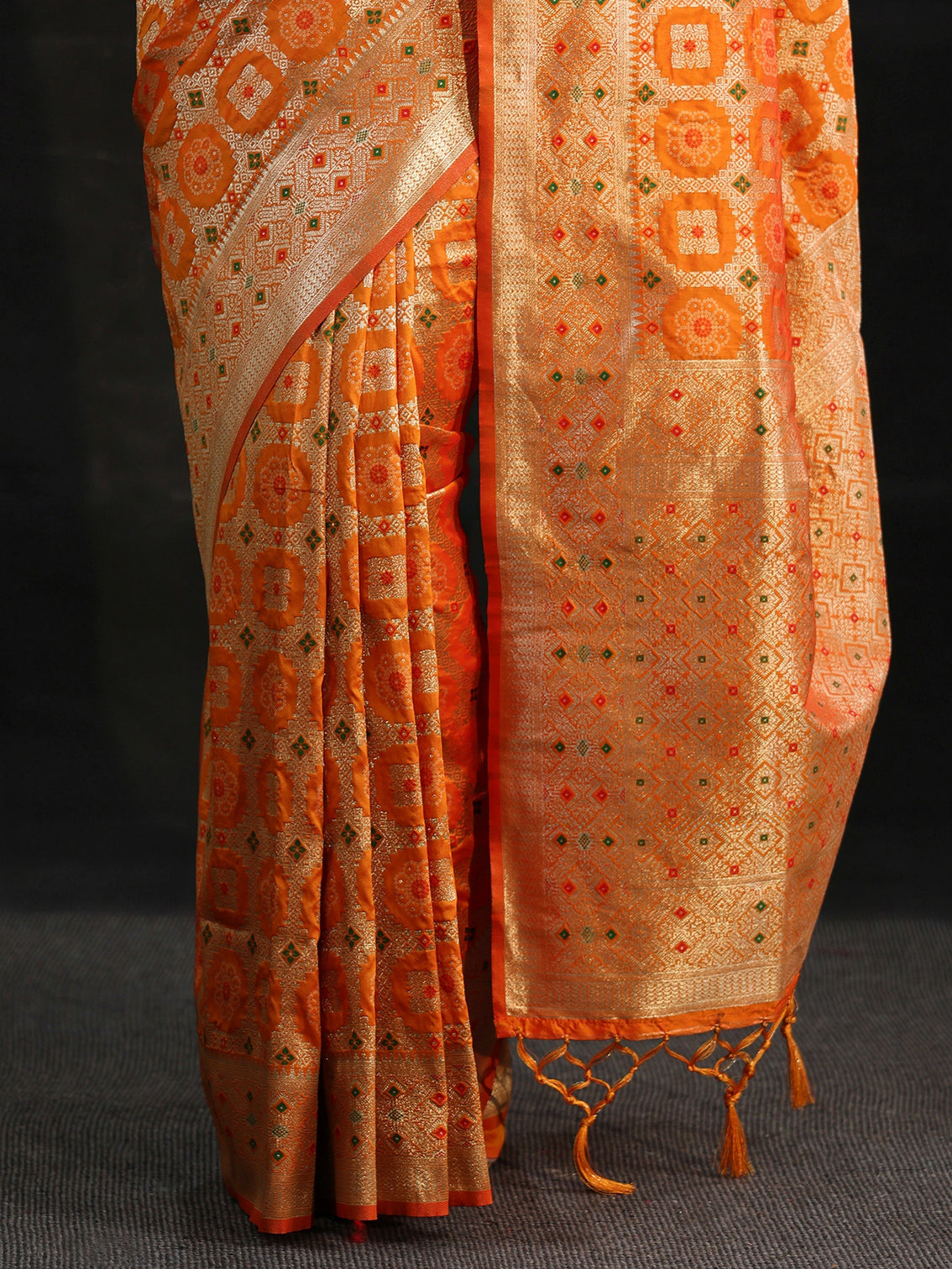Mameraa Mustard Banarasi Silk Blend Saree
