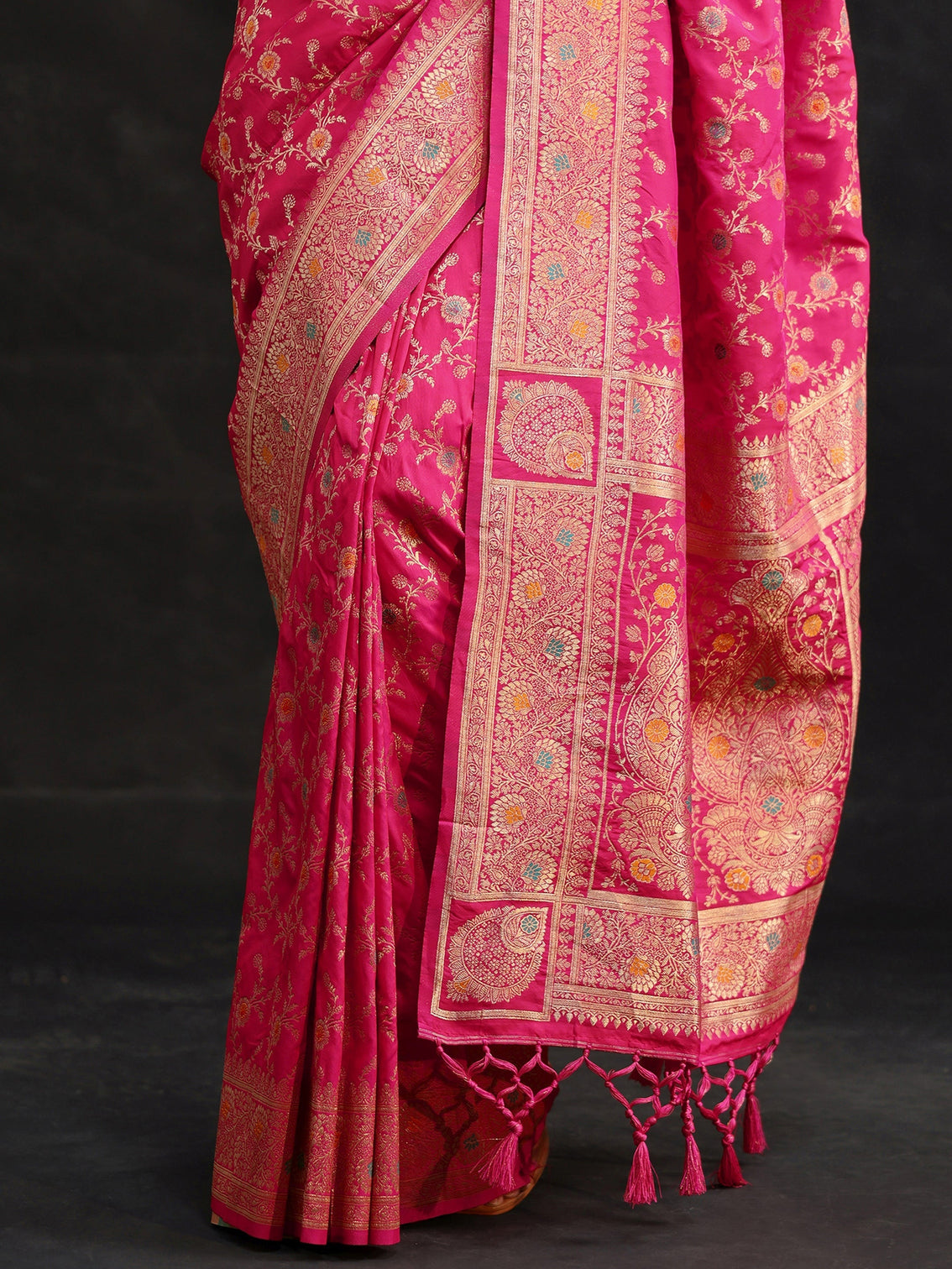 Mameraa Rani Pink Meenakari Banarasi Silk Blend Saree