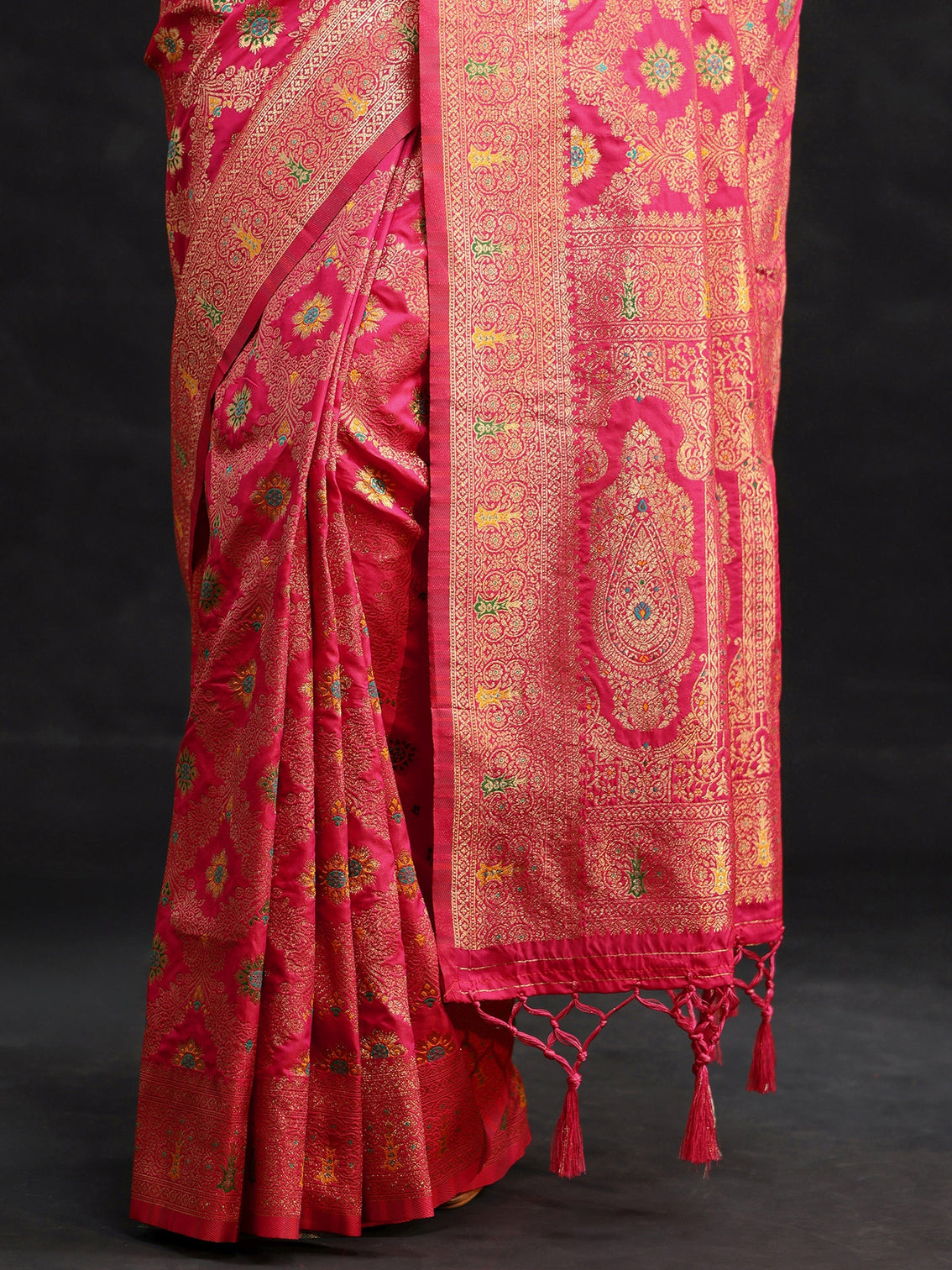 Mameraa Rani Pink Meenakari Banarasi Silk Blend Saree