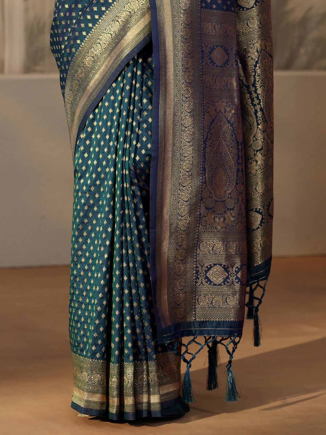 Mameraa Persian Blue Banarasi Silk Blend Saree