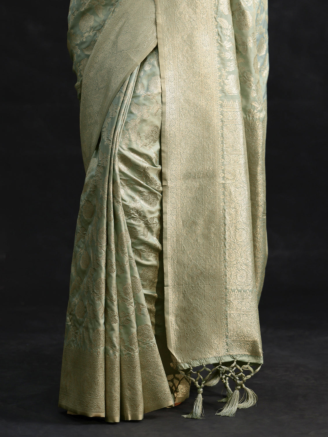 Mameraa Mint Green Banarasi Silk Blend Saree