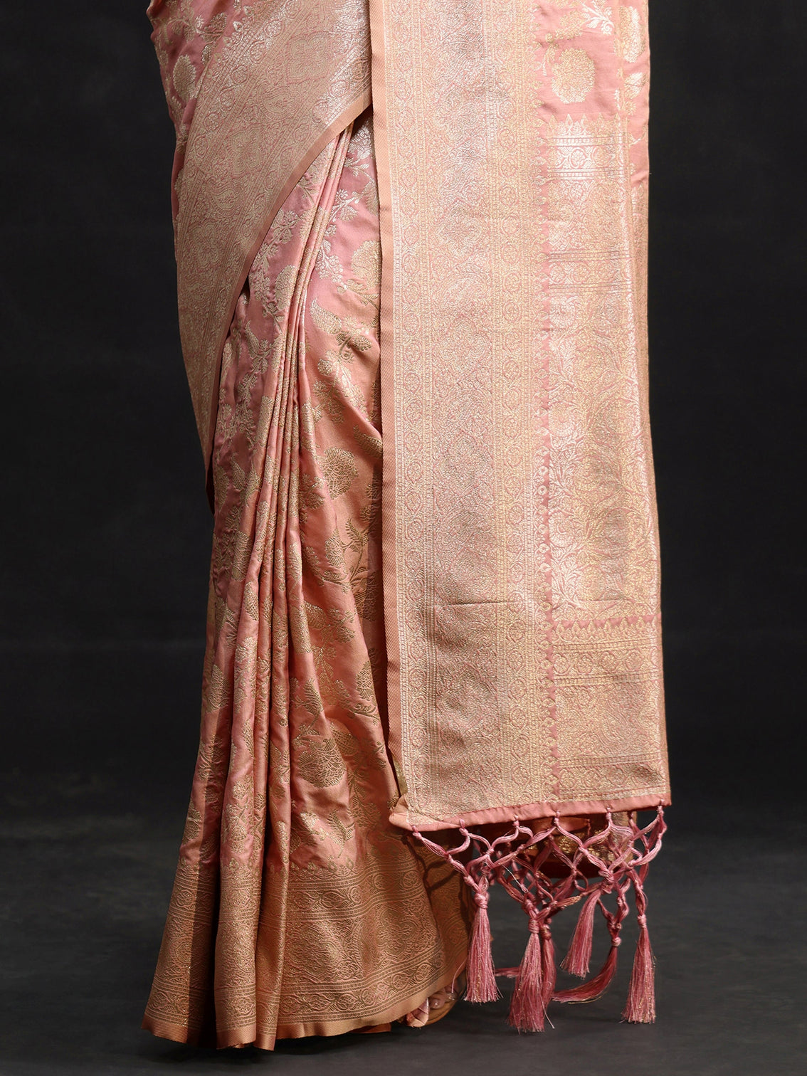 Mameraa Baby Pink Banarasi Silk Blend Saree