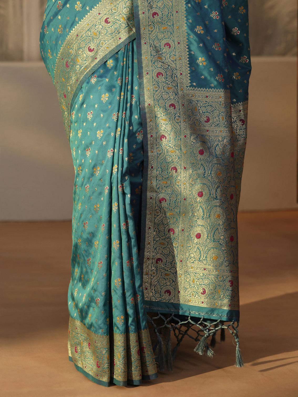 Mameraa Cerulean Blue Banarasi Silk Blend Saree