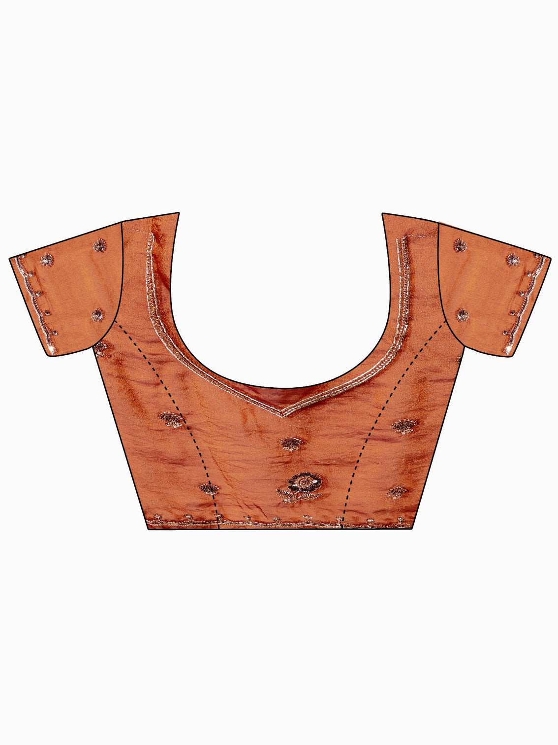 Mameraa Art Rust Brown Embellished Tissue Saree
