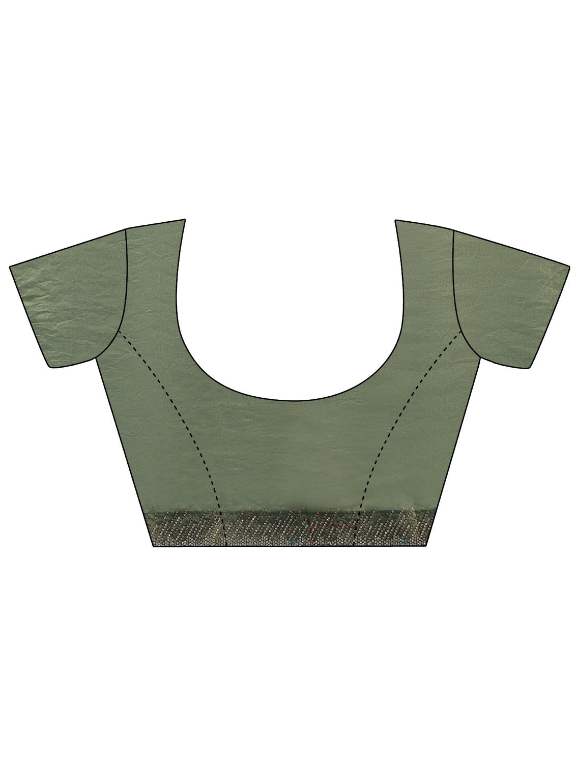 Mameraa Olive Green Stone Work Striped Embellished Tissue Saree