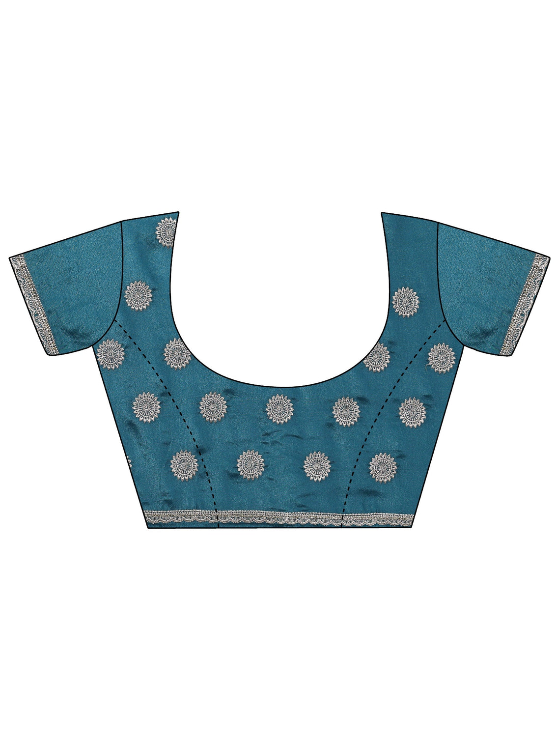 Mameraa Slate Blue Satin Saree with Floral Embellishments