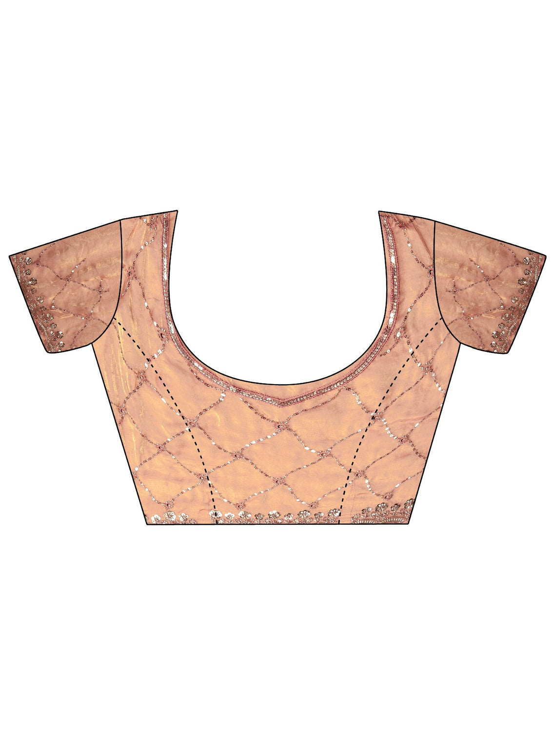 Mameraa Art Peach Pink Embellished Tissue Saree