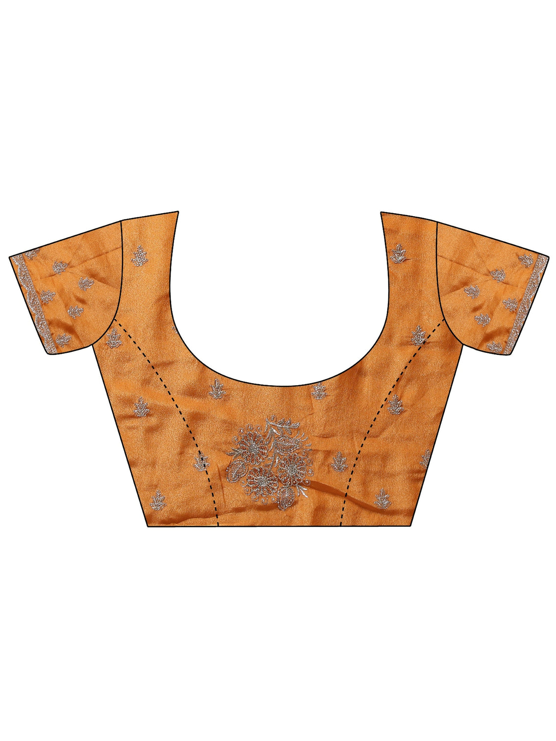 Mameraa Burnt Orange Satin Saree with Embroidered Floral Motifs