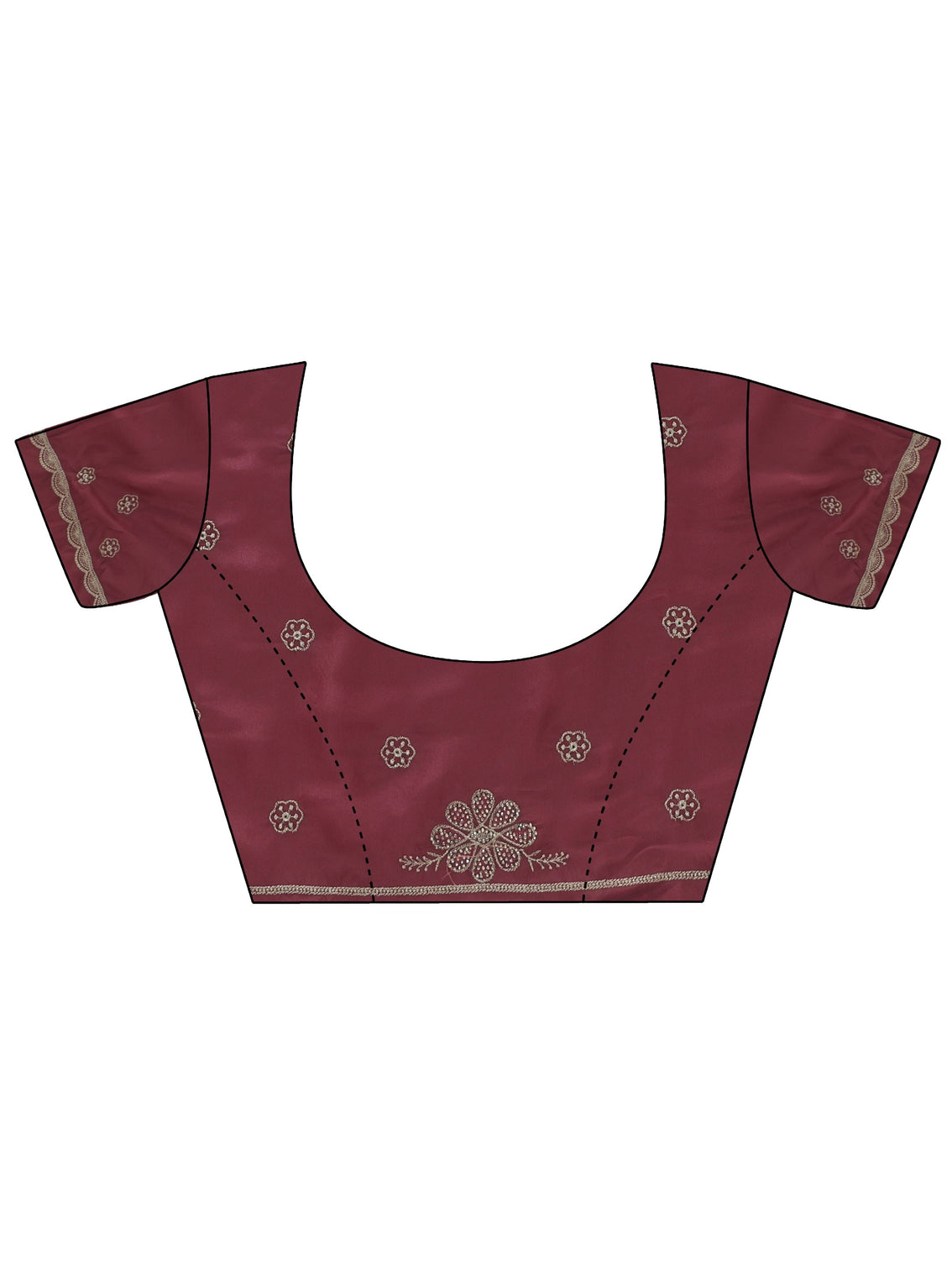 Mameraa Mauve Floral Embroidered Satin Saree