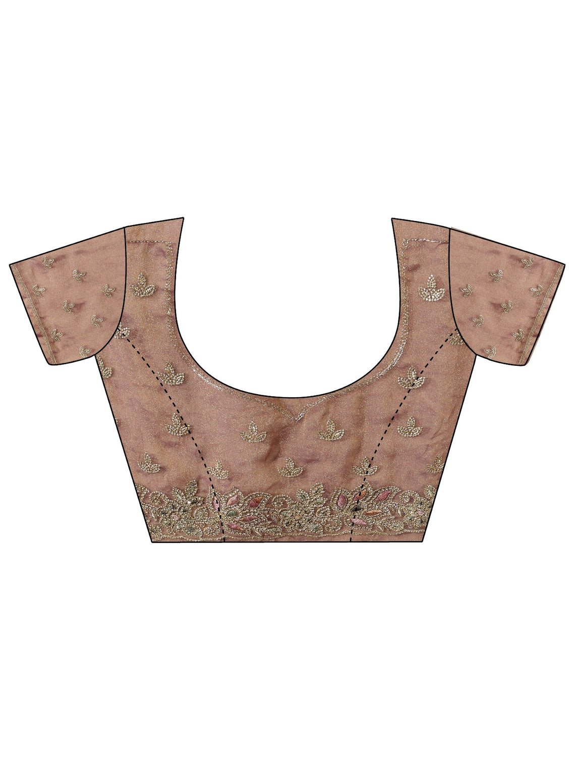 Mameraa Lavender Embellished Tissue Saree with Floral Border